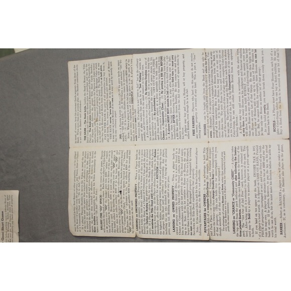 Monopoly Rules Instructions Parker Brothers Vintage Board Game Supplement - Picture 5 of 5